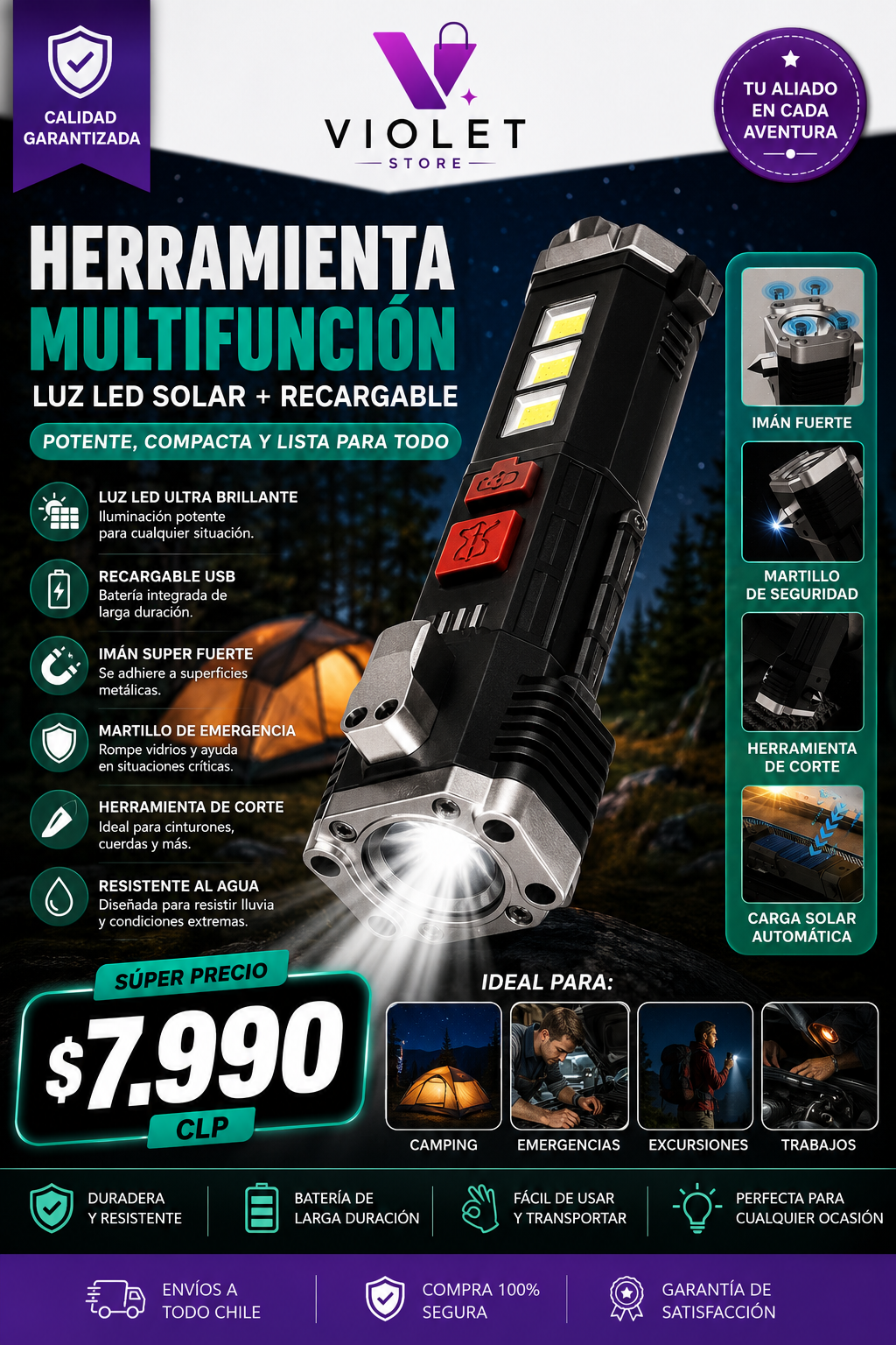 LINTERNA MULTIFUNCIONAL 5en1